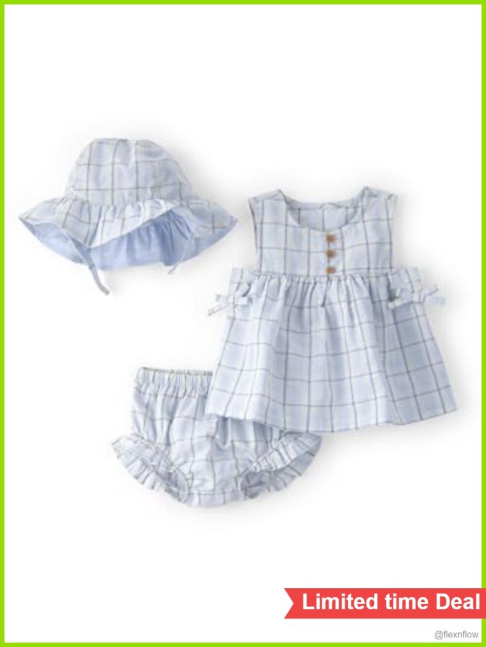 Carter's Baby Girls 3-Piece Gingham Diaper Cover Set Sleeveless Top Shorts Hat